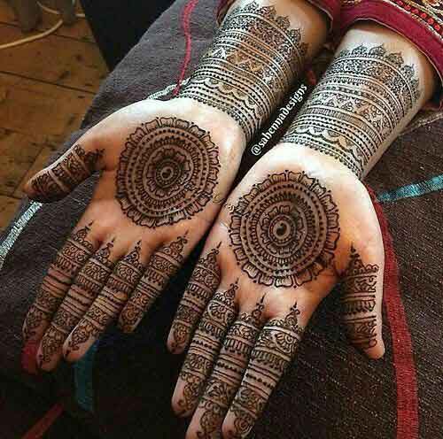 Latest intricate gol tikka mehndi designs for engagement