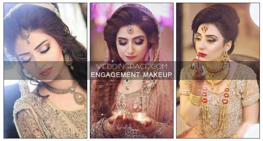 Pakistani engagement makeup ideas according to dress color combinations