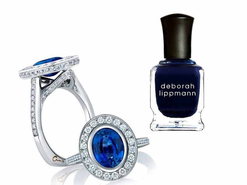 Sapphire ring with blue nail polish