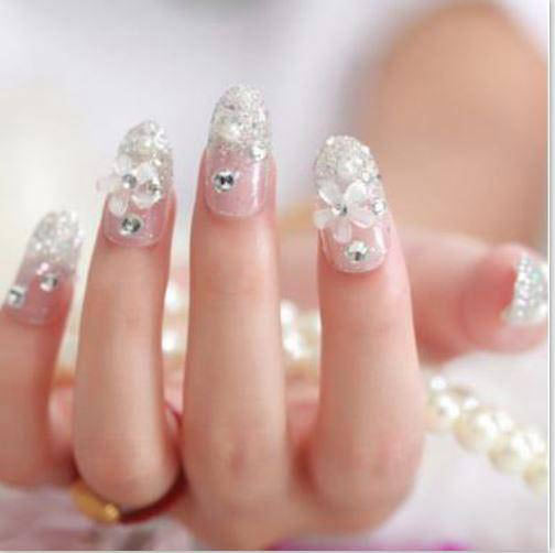 Latest pearls nail art designs for engagement