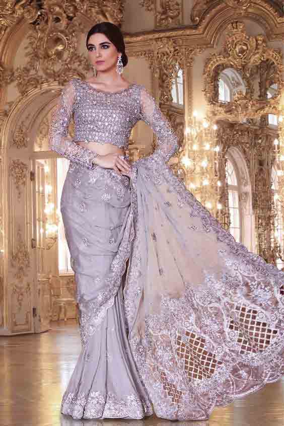 Pakistani fishtail bridal sarees for weddings