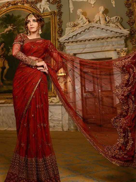 Beautiful red bridal sarees in Pakistan