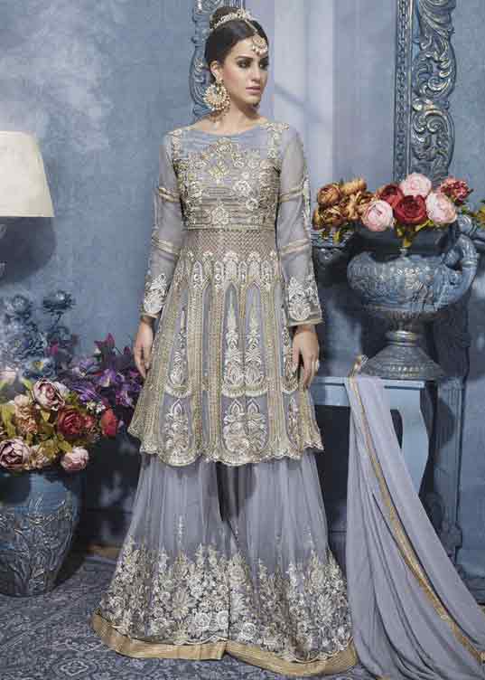Blue Pakistani peplum short frock dress for brides