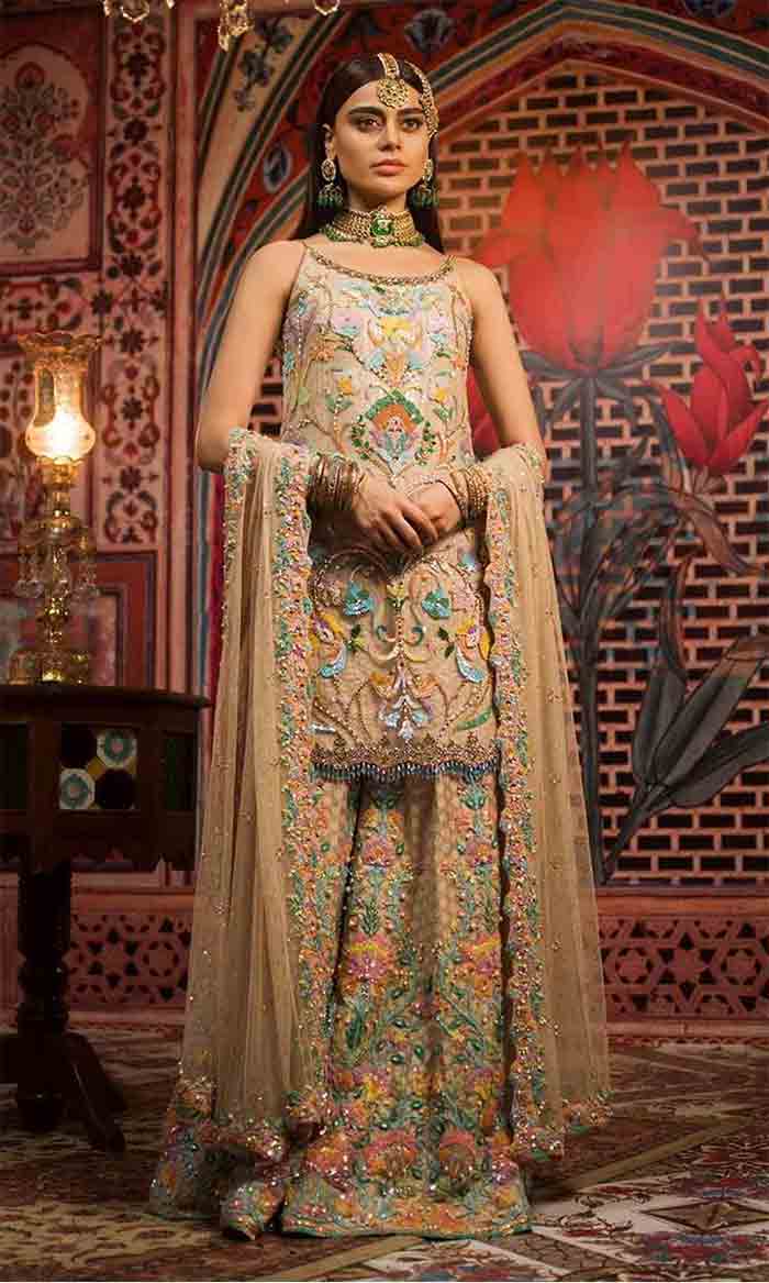 Pakistani bridal knee length kurti with lehenga