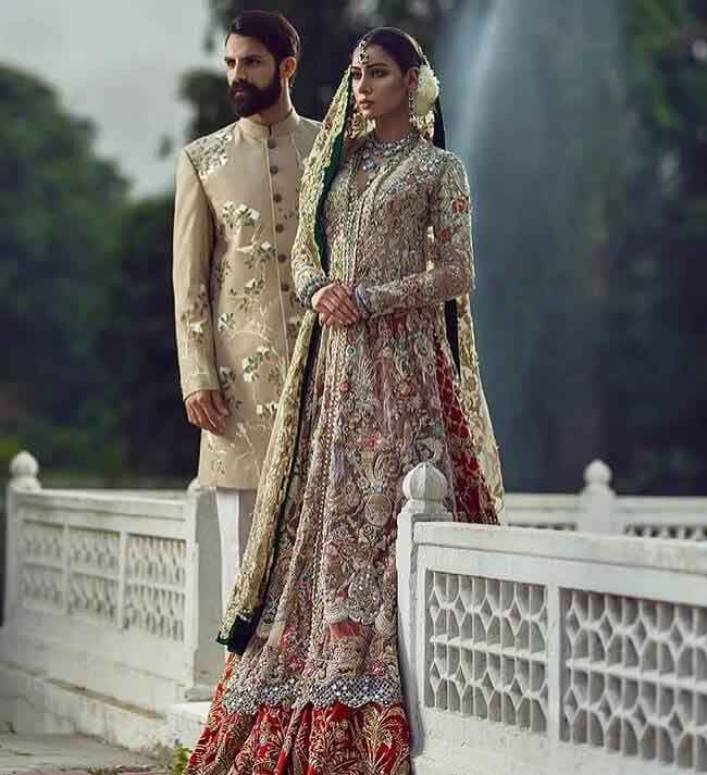 Bridal long kurti with lehenga in Pakistan