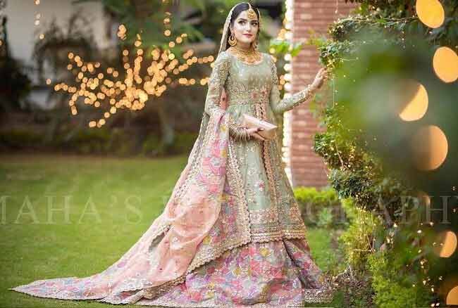 Pakistani long shirt with lehenga for brides