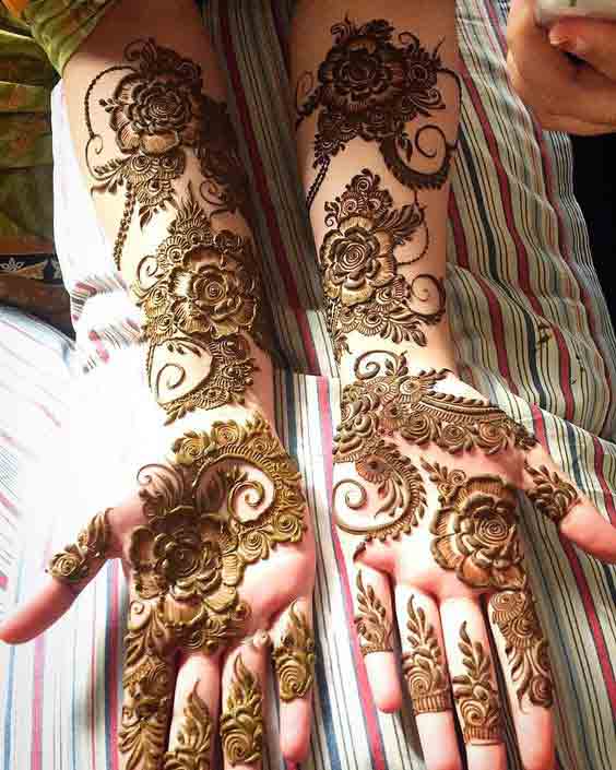 Full arms and hands mehandi style for Pakistani brides