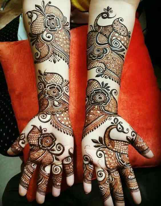 Full front hand and arms mehndi designs for bridals