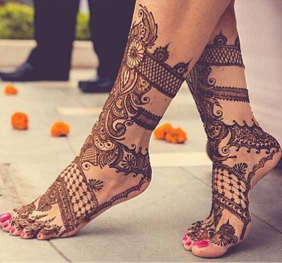 Full feet mehndi designs for bridals