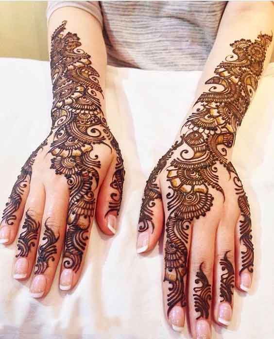 Bridal back hand mehndi designs for wedding