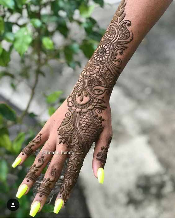 Pakistani bridal back hand and arm mehndi designs