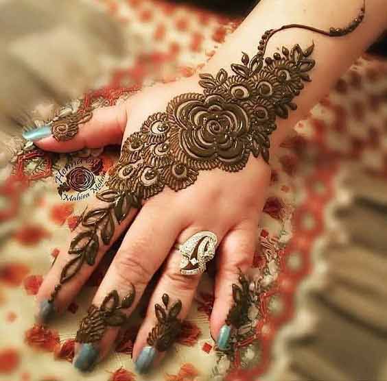 Pakistani bridal simple mehndi designs for back hand