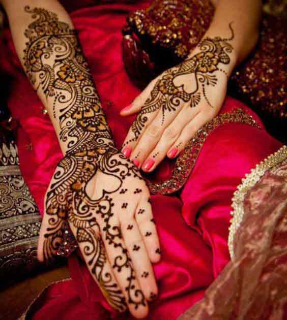 Front and back hand mehndi designs for bridals