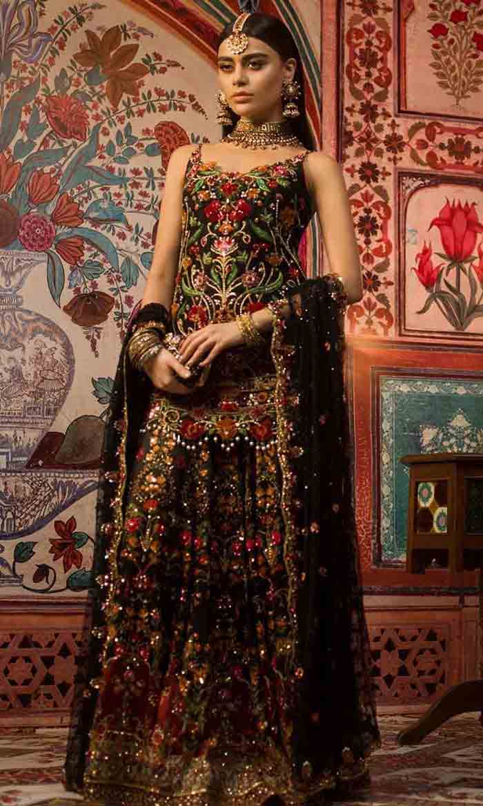 Pakistani mid length kurti with lehenga for brides