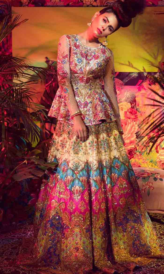 Pakistani peplum with lehenga for brides