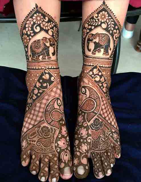 Foot and leg mehndi designs for bridals