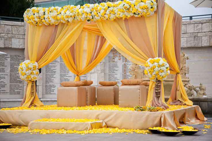 Square setup for mehndi stage decoration