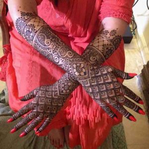 Full back hands and arms bridal engagement mehndi designs