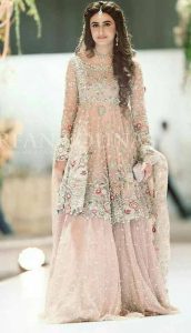 Beautiful short frock with sharara for Pakistani engagement