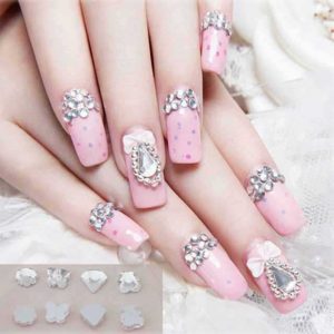 Latest pink beaded manicure for engagement brides