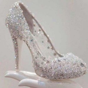 Beautiful silver high heels for engagement brides