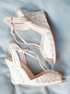 Latest Pakistani engagement pink wedges shoes for brides