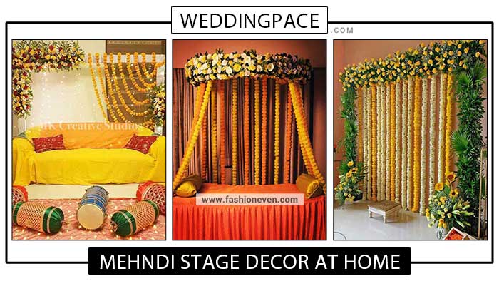 Pakistani mehndi stage decorations at home